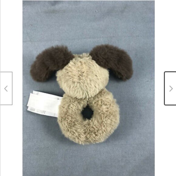 Little Miracles Brown Rabbit Bunny Dog Puppy Plush Rattle Ring Washable Baby Toy - Picture 2 of 5